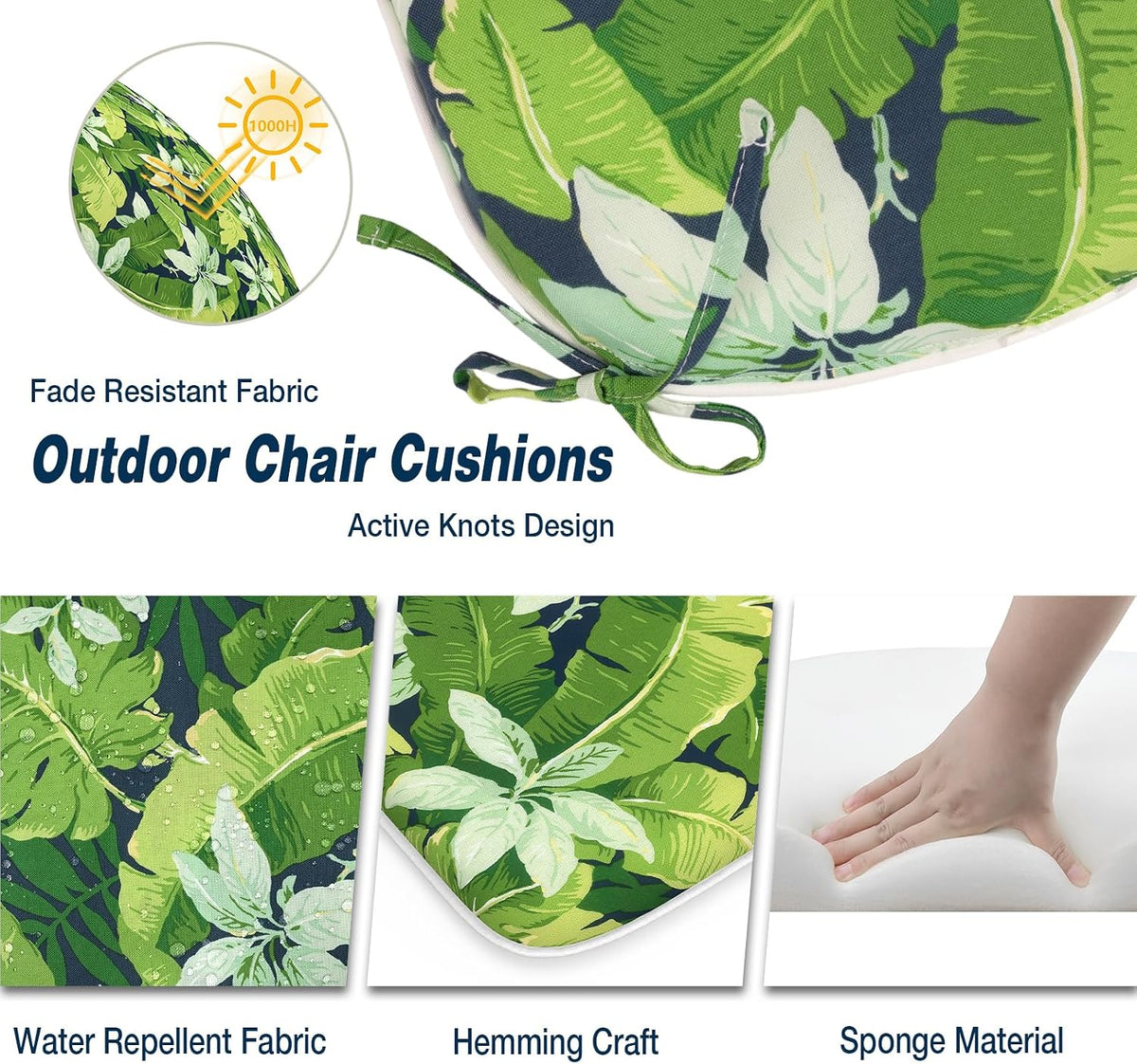 outdoor chair cushions 16"x17" set of 2, water, close-up detail