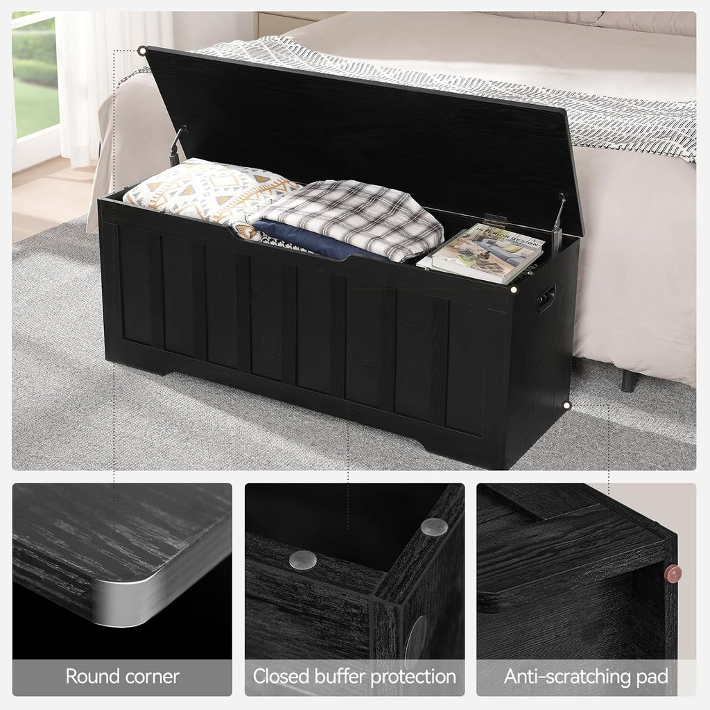 VANKILEY 47.2" Storage Chest Extra Large, Storage Bench(Black)