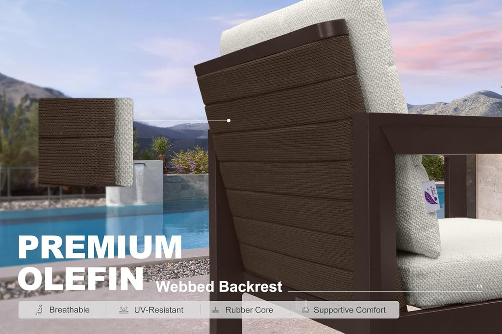 PURPLE LEAF Outdoor Counter Stool Set of 4 Modern Aluminum Stool, Bronze