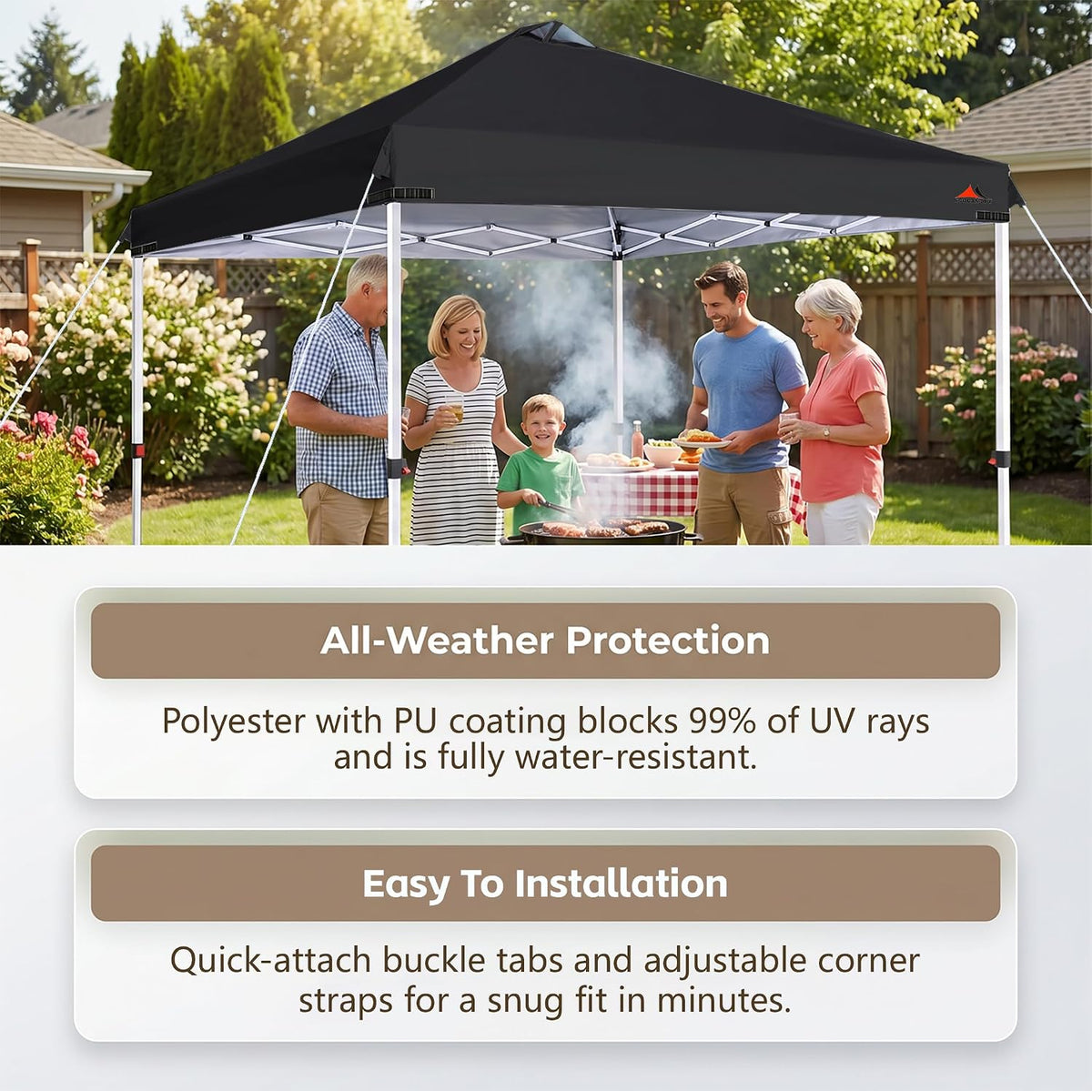 SCOCANOPY Replacement Top with Air Vent for 12x12 Canopy Frame, Canopy Cover ONLY, (Black)