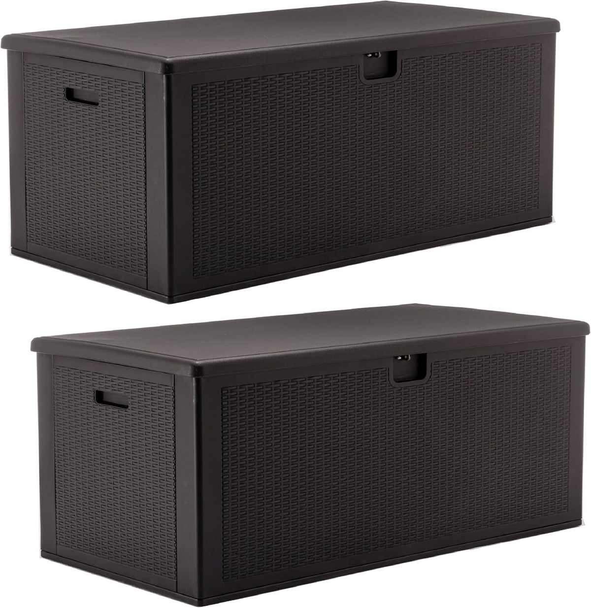 BTExpert Set of 2, 150 Gallon Extra Large Deck Box Outdoor Storage Container for Patio Furniture Cushions Garden Tools Pool Supplies Sports Equipment Waterproof Lockable Steel Rod Metal insert