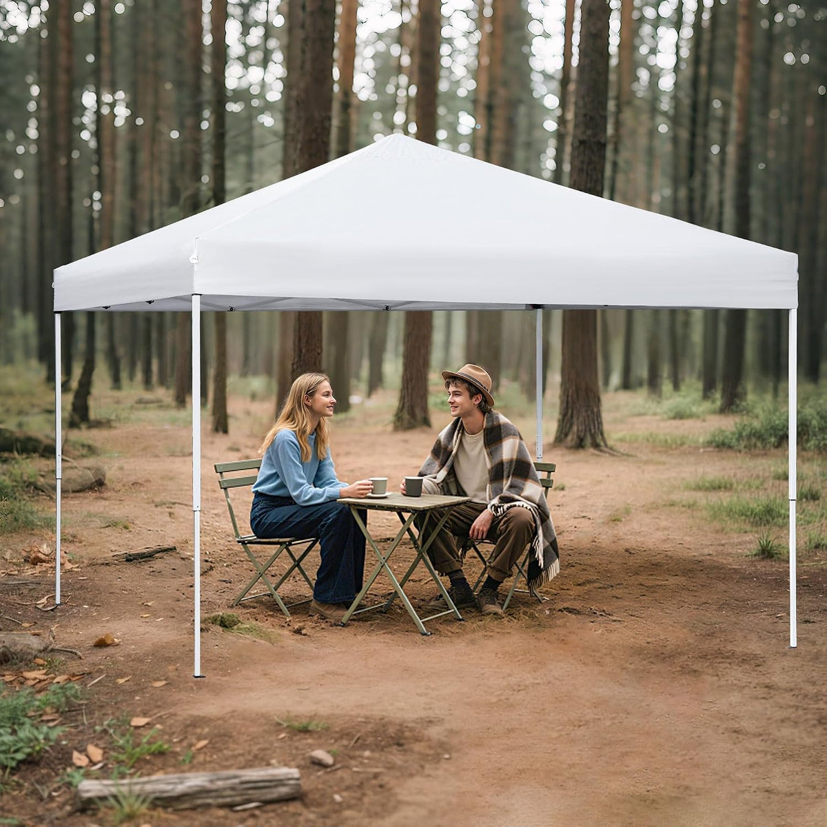LEMY 10x10 Pop Up Canopy Tent,Instant Outdoor Patio Canopy with Wheeled Carry Bag and Ropes,White Portable Height Adjustable Outdoor Tent for Beach,Events,Camping