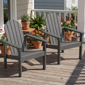 SERWALL HDPE Stackable Adirondack Chair,Space-Saving, Grey