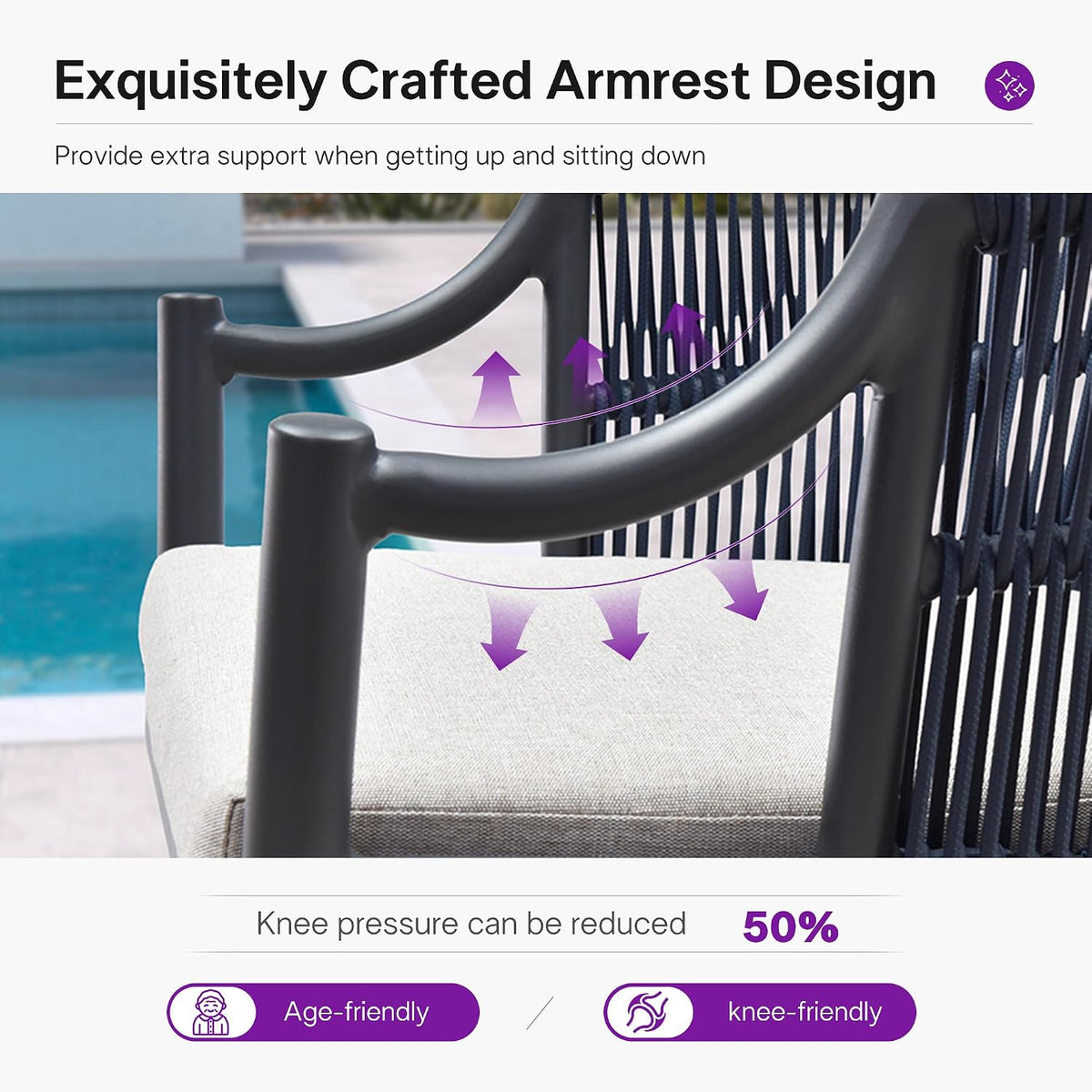 PURPLE LEAF Patio Dining Set for 8 Aluminum Table Set w/Cushions, Gray