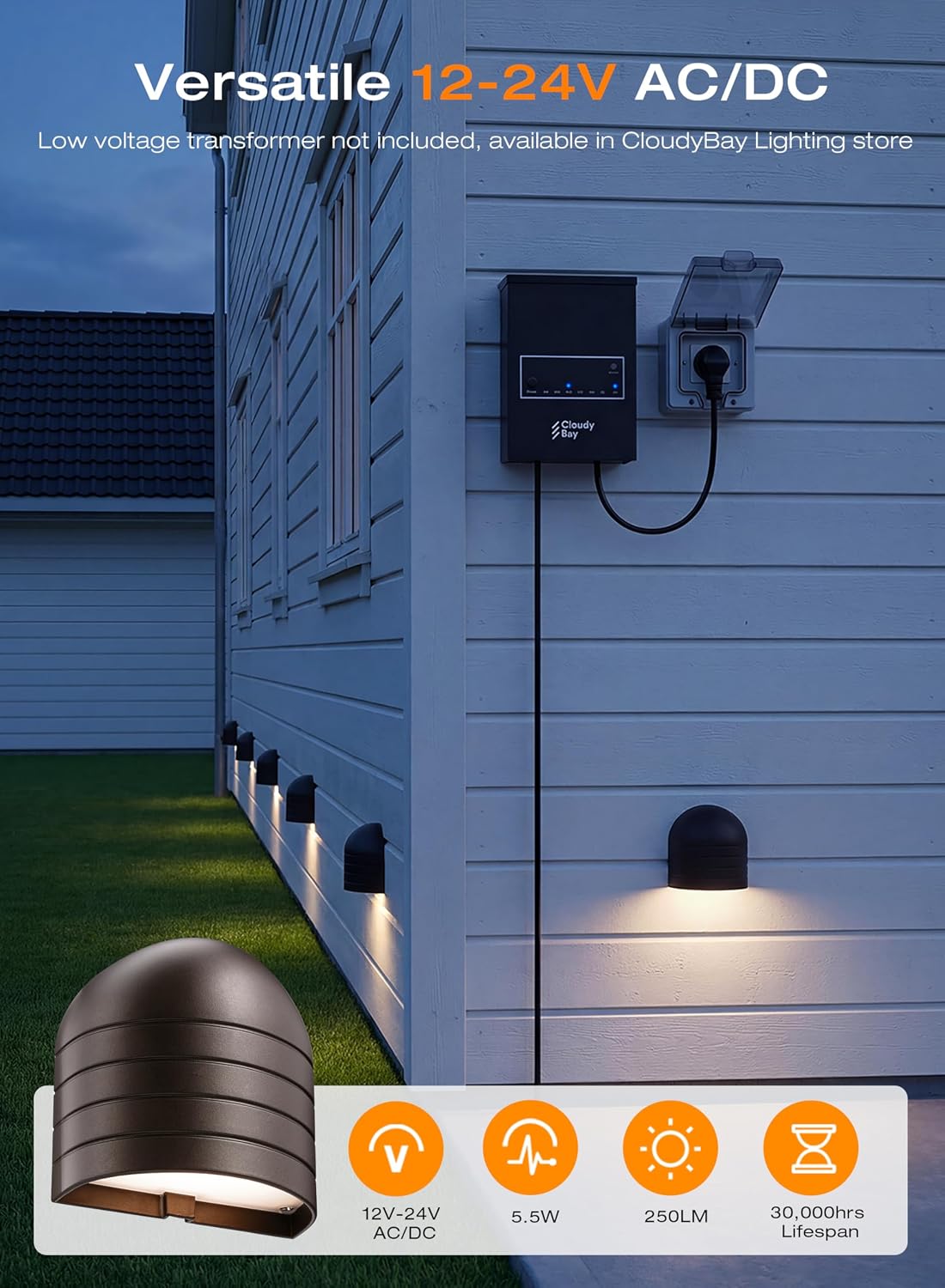 [12 Pack] CLOUDY BAY Low Voltage Fence Lights,12-24V AC/DC 5.5W LED Deck Lights for Outdoor Railing Landscape Lighting,1800K/2700K/3000K/4000K/5000K Selectable,Oil Rubbed Bronze