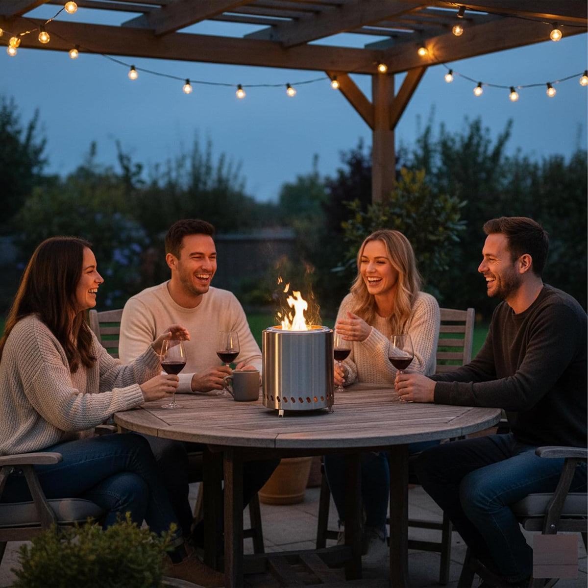 Relaxdays Smokeless Tabletop Fireplace, Stainless Steel, 25 x 22.5 x 22.5 cm, Removable Ash Tray, Camping, Silver