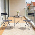 3-Piece Patio Bistro Set, Folding Outdoor Bistro Table and Chairs for 2 with Sturdy Steel Frame, No Assembly Small Space-Saving Patio Furniture Set for Balcony Garden Porch, Black (Set of 2)
