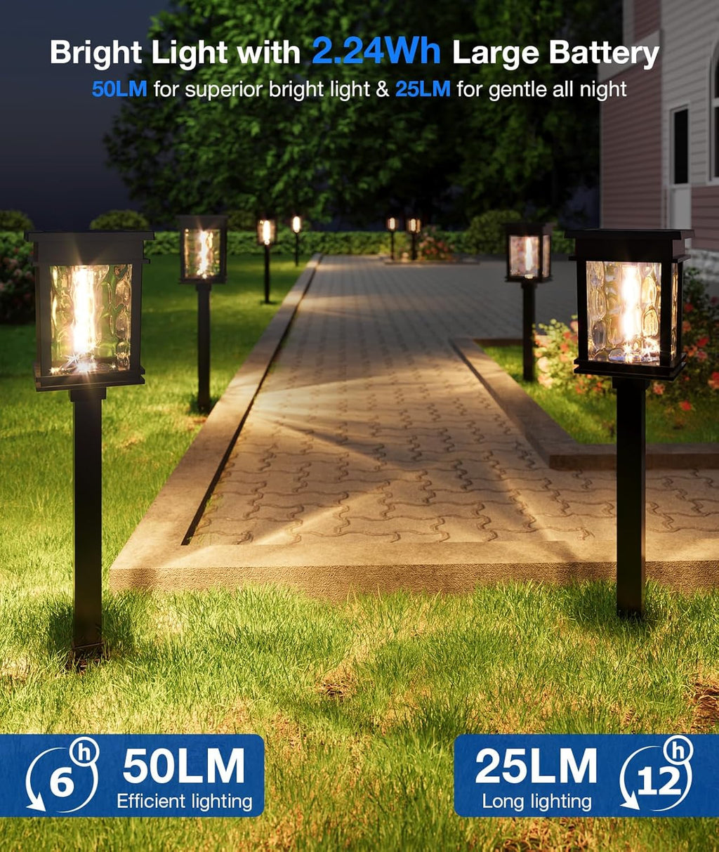 XMCOSY+ Solar Pathway Lights Outdoor, 6 Pack Solar Powered Garden Lights