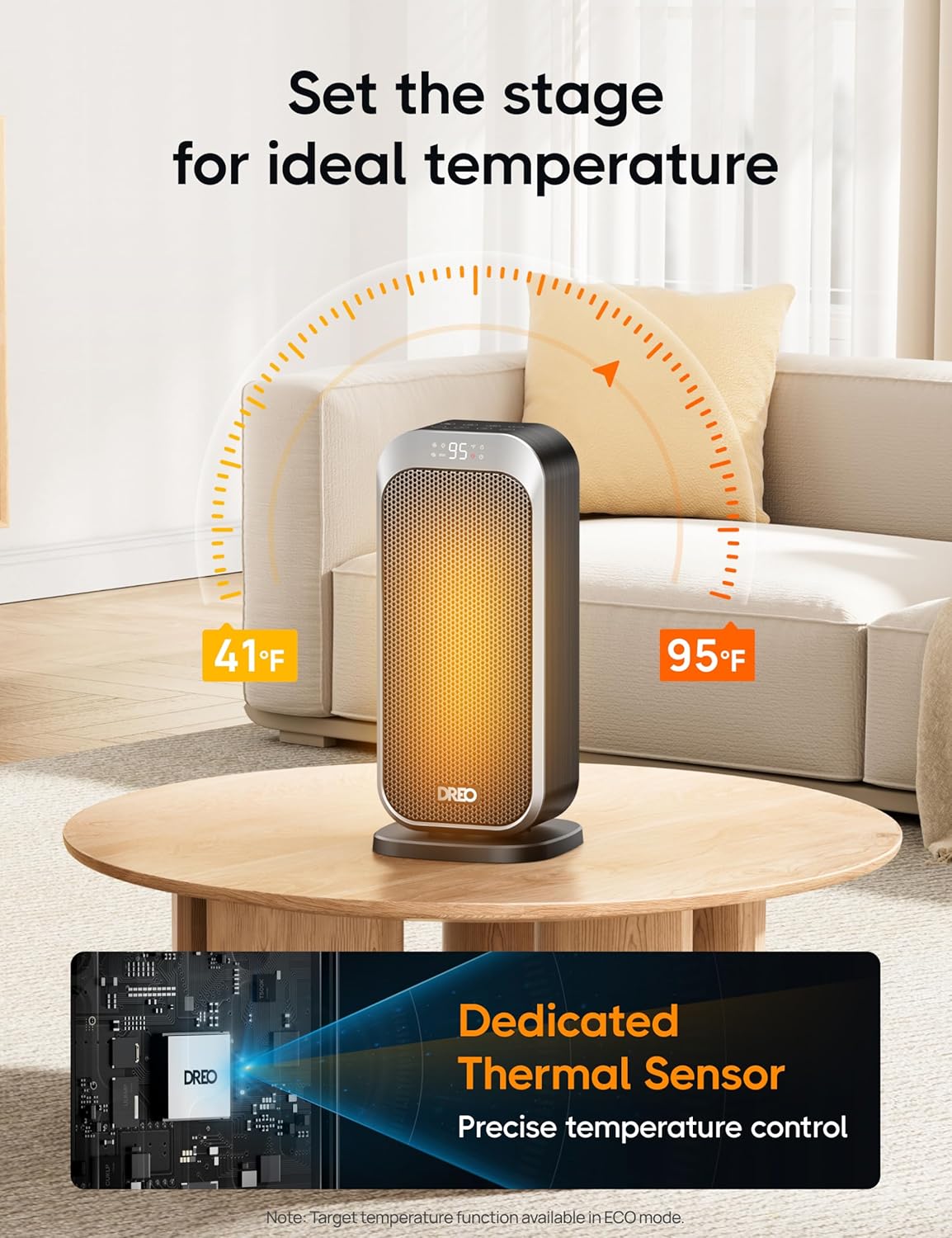 DREO Quiet Space Heater, 1500W Portable Heaters for Indoor Use with Remote