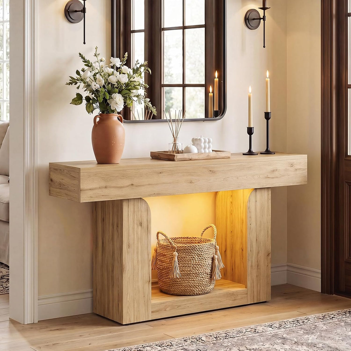 Homieasy Console Table, 47" Entryway Table with Charging Station