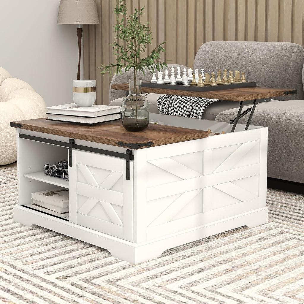 TaoHFE Lift Top Coffee Table with Storage,Rustic Farmhouse Coffee Table