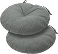 Bistro Chair Cushions 15 inch,Set of 2,Tufted Round Chair Cushions with Ties,15"x15"x4",Water Resistant Round Seat Cushion for Barstool Chairs,Patio Garden Kitchen Outdoor Furniture(Dark gray)