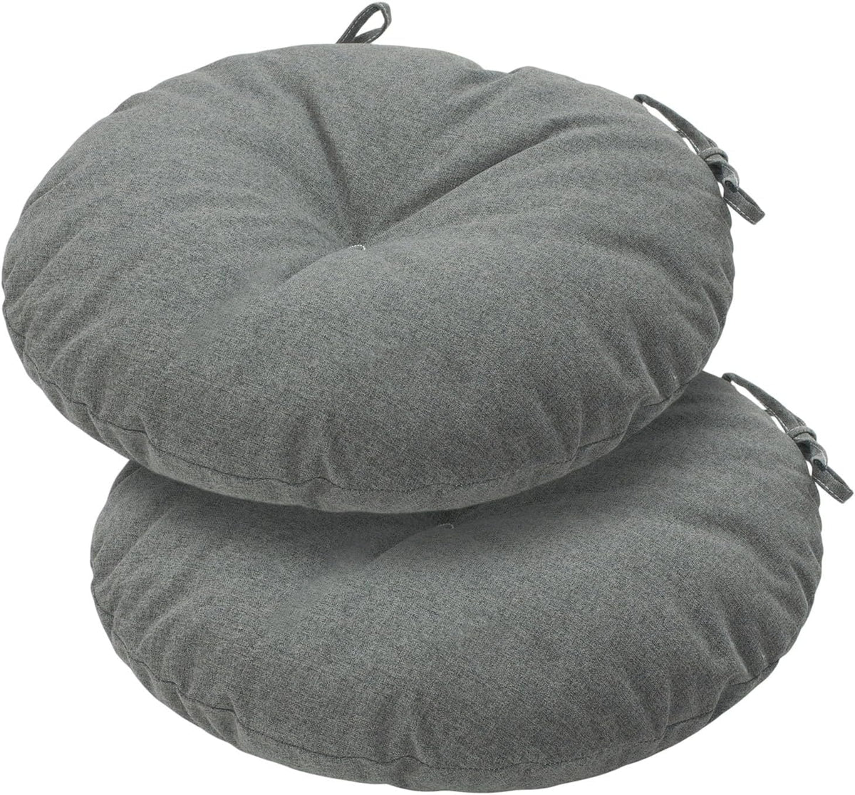 Bistro Chair Cushions 15 inch,Set of 2,Tufted Round Chair Cushions with Ties,15"x15"x4",Water Resistant Round Seat Cushion for Barstool Chairs,Patio Garden Kitchen Outdoor Furniture(Dark gray)