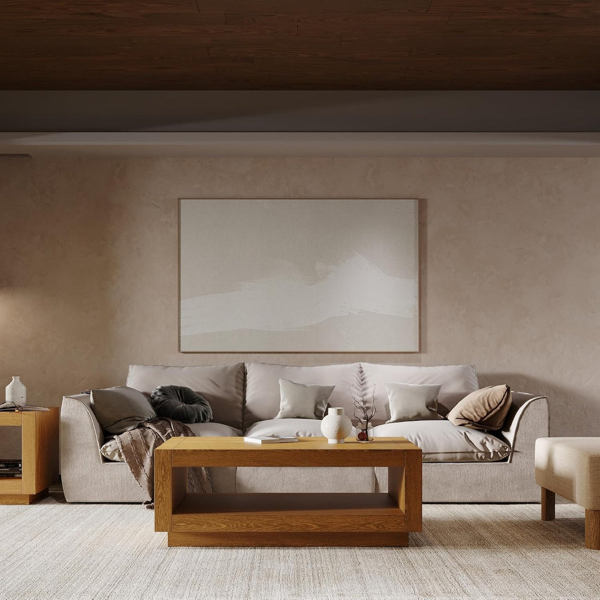 Maven Lane Artemis Coffee Table, Natural Solid Wood, 18"