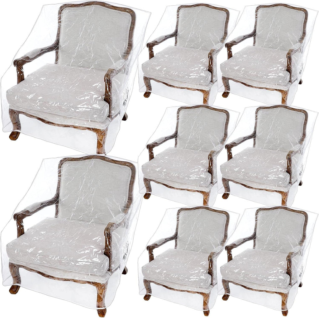 Woanger 8 Packs Plastic Patio Chair Covers Furniture Waterproof Dust Proof