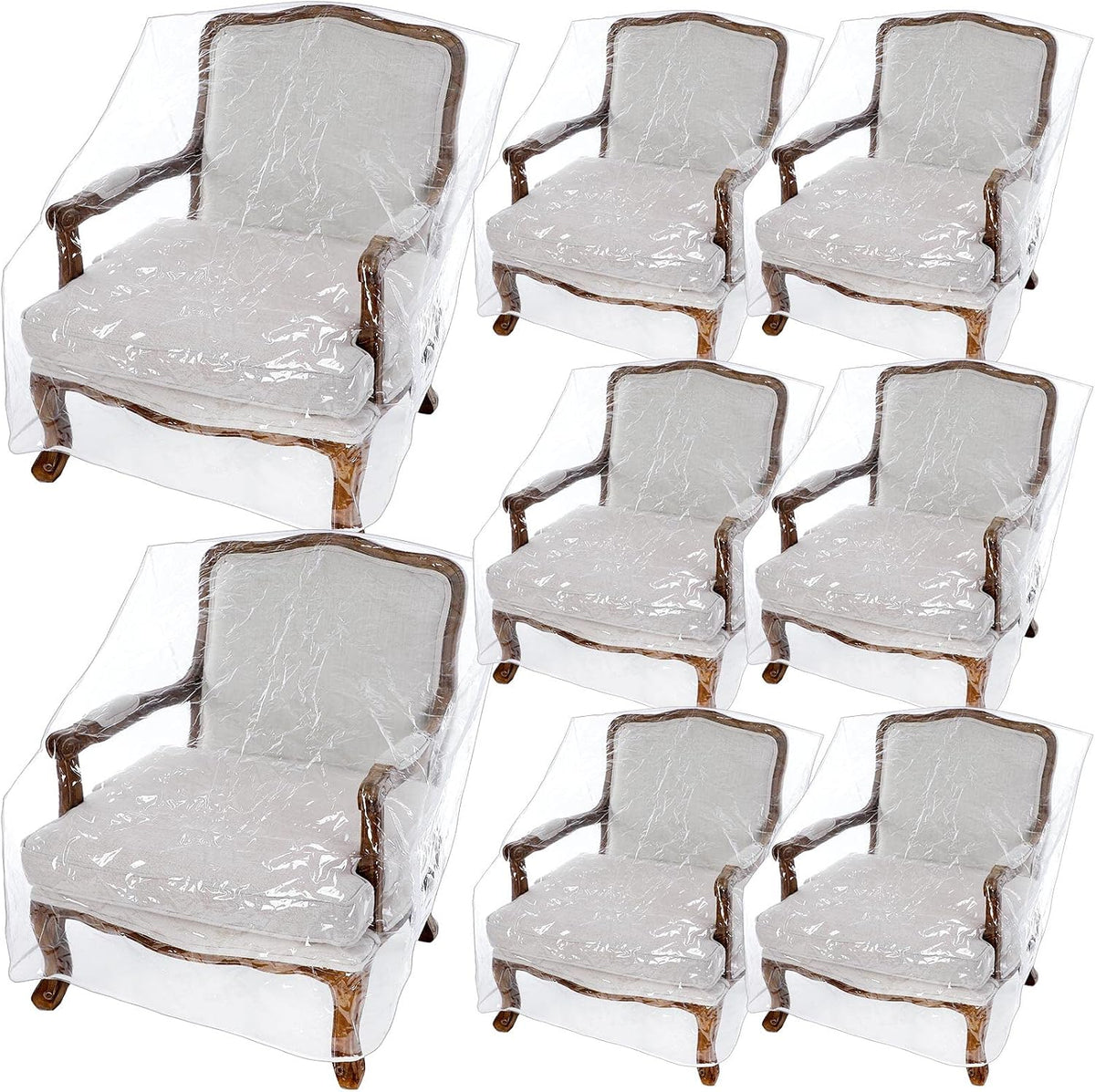 Woanger 8 Packs Plastic Patio Chair Covers Furniture Waterproof Dust Proof