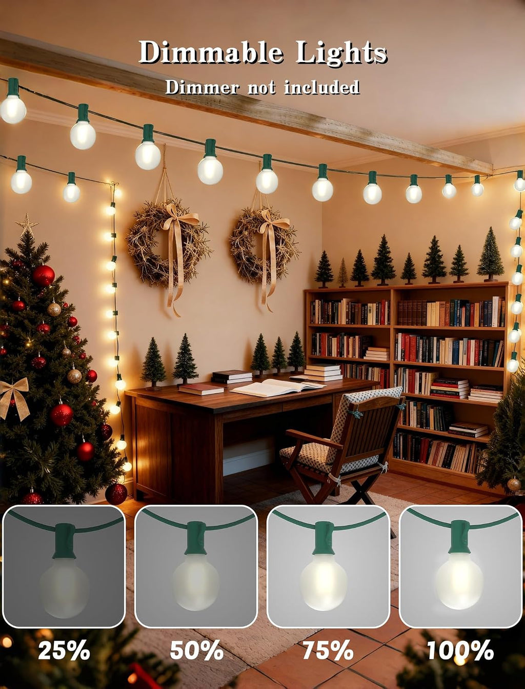 50ft g40 led christmas lights with 27 led, close-up detail
