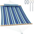 GAFETE 12ft 2 Person Hammock for Outside with Hardwood Spreader Bar