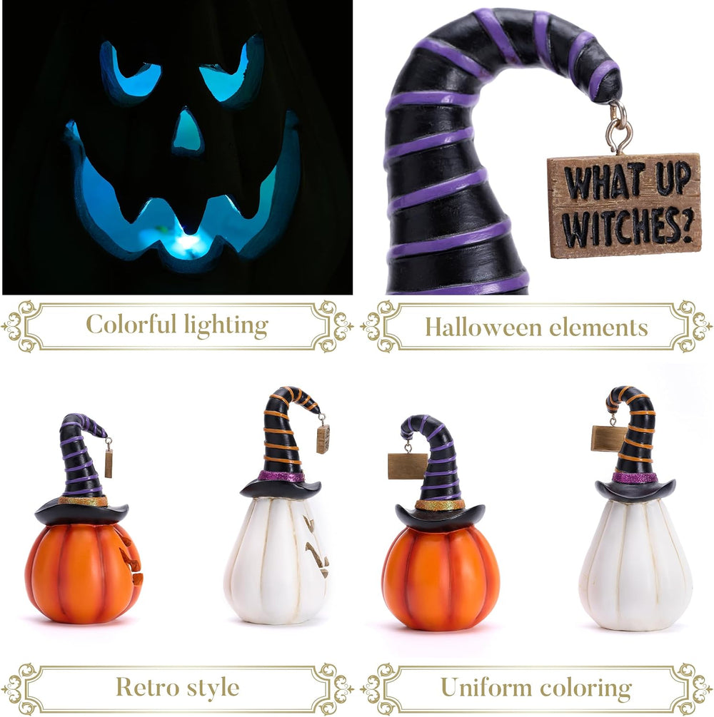Valery Madelyn Pumpkin Halloween Decorations Indoor for Home, 2Pcs Resin Hall...