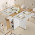 Folding Dining Table for 2-6, Easy Assembly, White+Oak