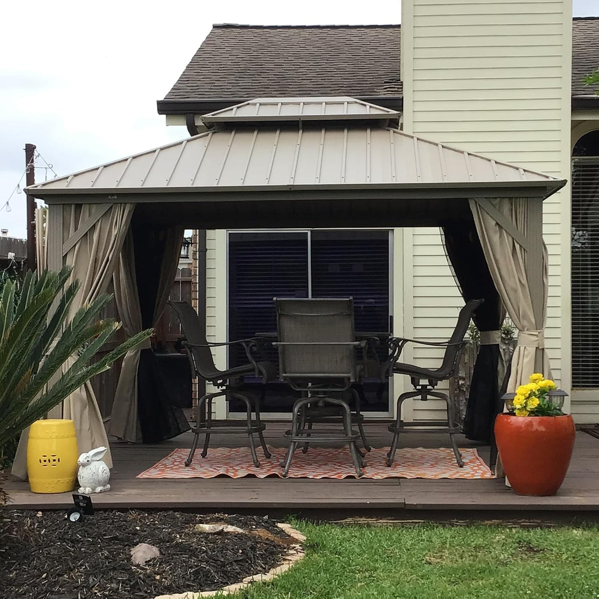 PURPLE LEAF Outdoor Hardtop Gazebo 10' x 12' Champagne Aluminum Structure