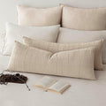 Foindtower Long Linen Check Lumbar Throw Pillow Cover 14×36 Cream White