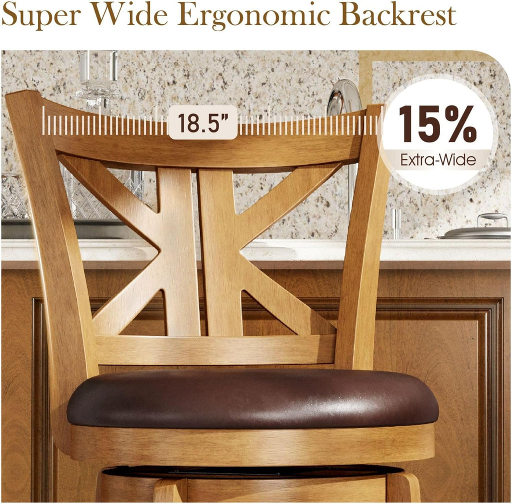 Sophia & William 30 Inch Swivel Bar Stools Set of 2, Bar Height Barstools