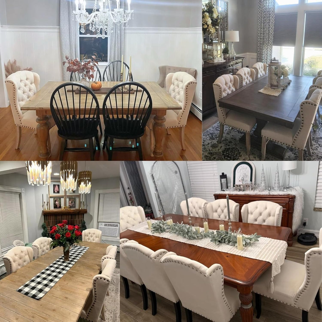 chairus Tufted Upholstered Parsons Dining Chairs Set of 6, Beige