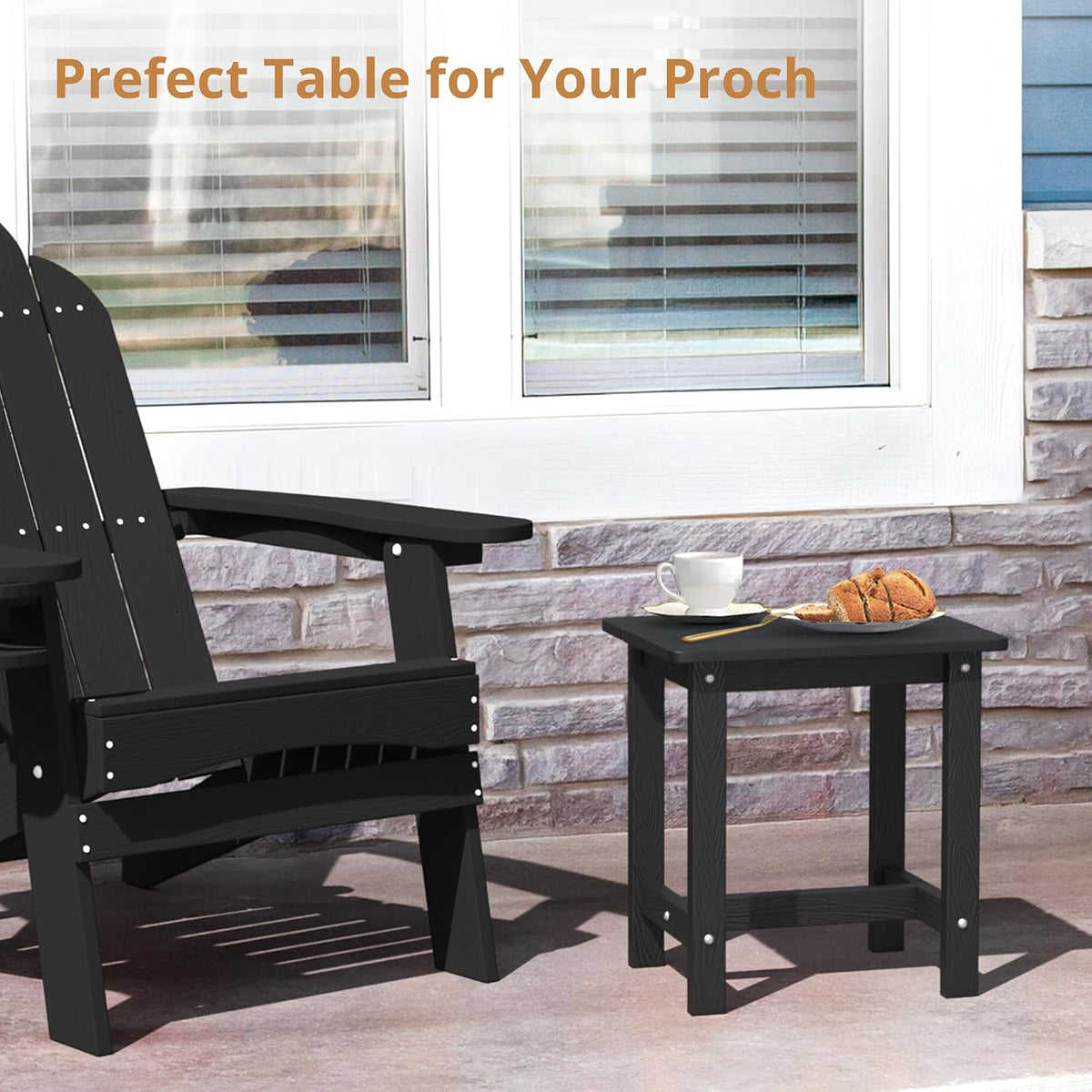 lue bona small outdoor side table, hdps adirondack, side view
