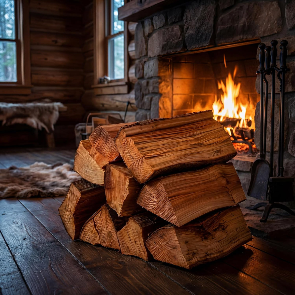 Double Tree Kiln Dried Cedar Firewood, 16 in Logs + Starter, 3.3 Cu Ft