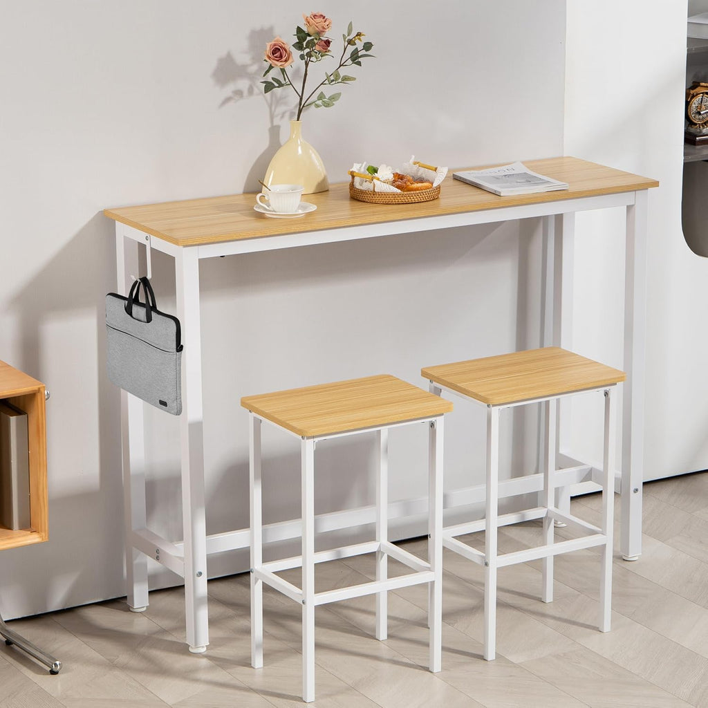 finnhomy 52.7" industrial bar table set with 2 shown in use