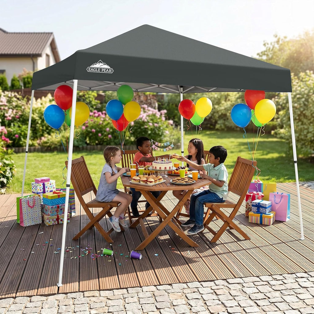 EAGLE PEAK 10x10 Slant Leg Pop Up Canopy Tent, Gray