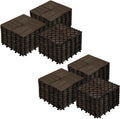 Yaheetech 54PCS Acacia Wood Deck Tiles Interlocking Patio Flooring,Black