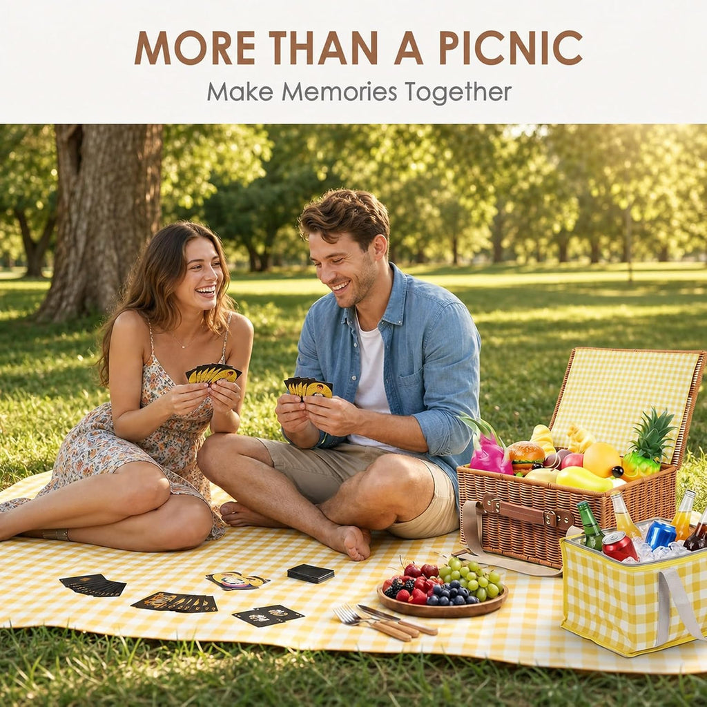 Picnic Basket with Insulated Cooler Bag & 79" Large Picnic Blanket
