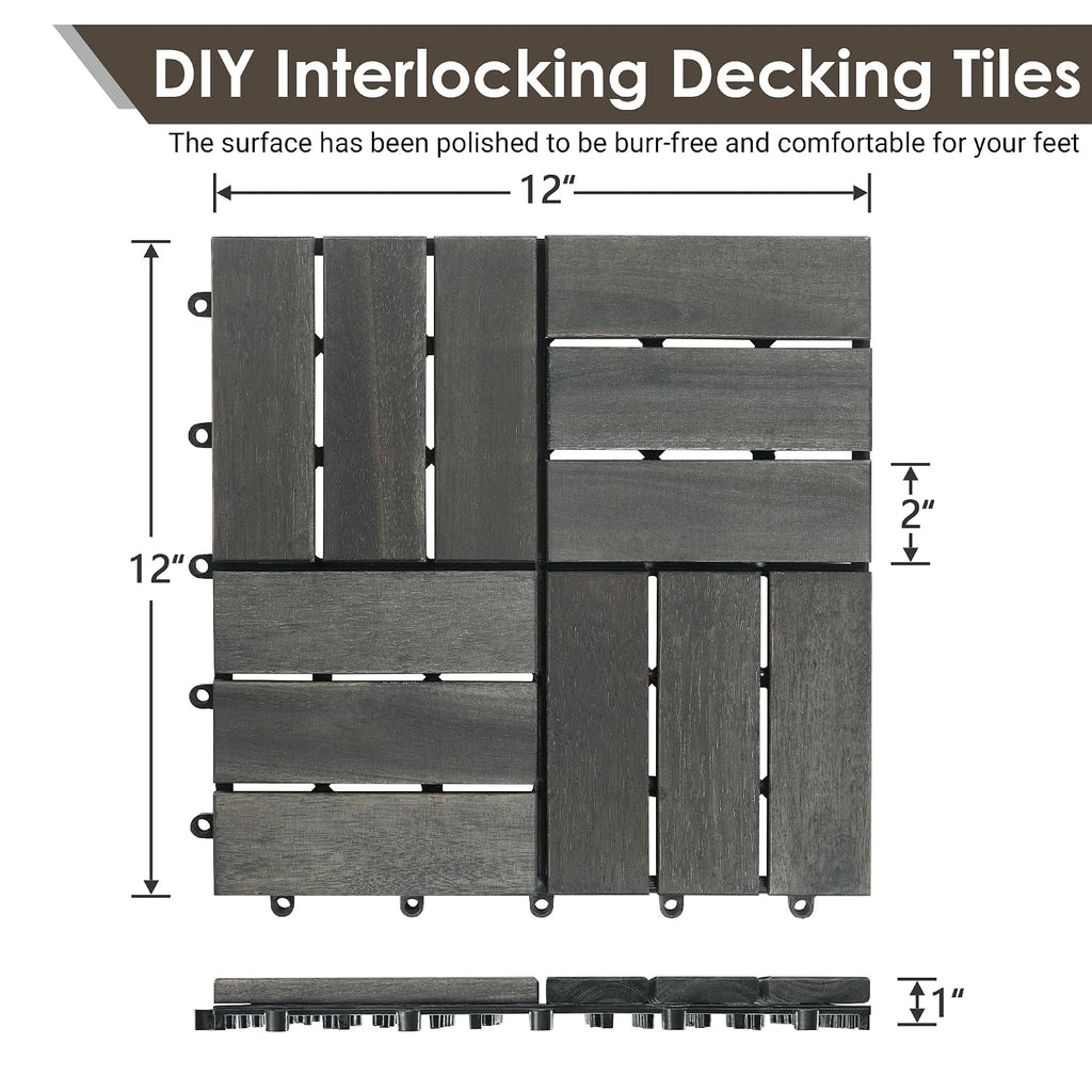 primezone 54 pcs solid acacia wood interlocking patio shown in use