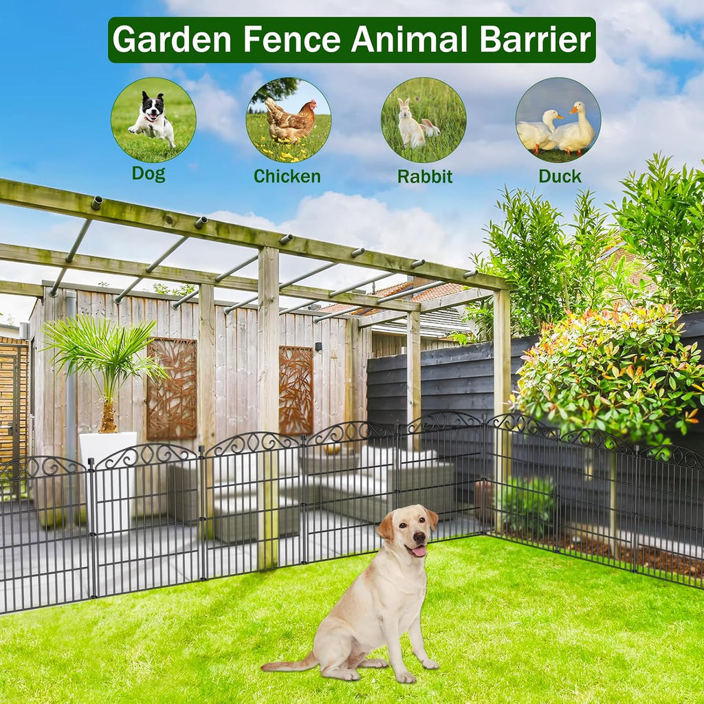 12 Panel No Dig Decorative Garden Fence 30" H x 22.72'L for Dogs Outdoor