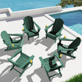 SERWALL Folding Adirondack Chair with Cup Holder, Outdoor Fire Pit - Green