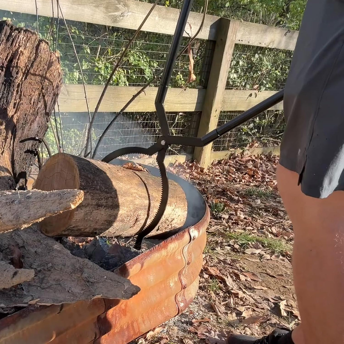 42" Fire Log Grabber & Fire Poker Set with Storage Bag, Portable Detachable