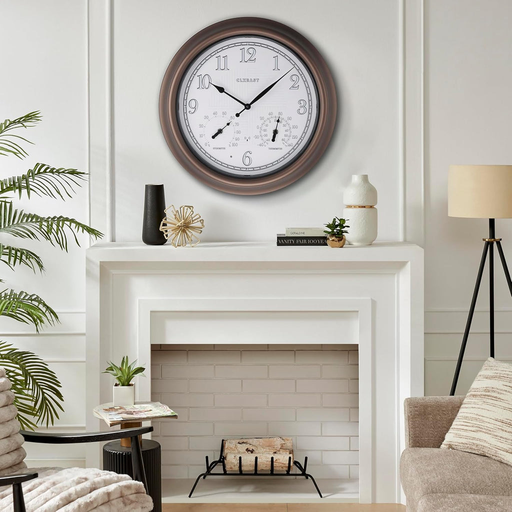 CLXEAST 18" Illuminated Outdoor Atomic Analog Clocks Waterproof,IP65 Rating