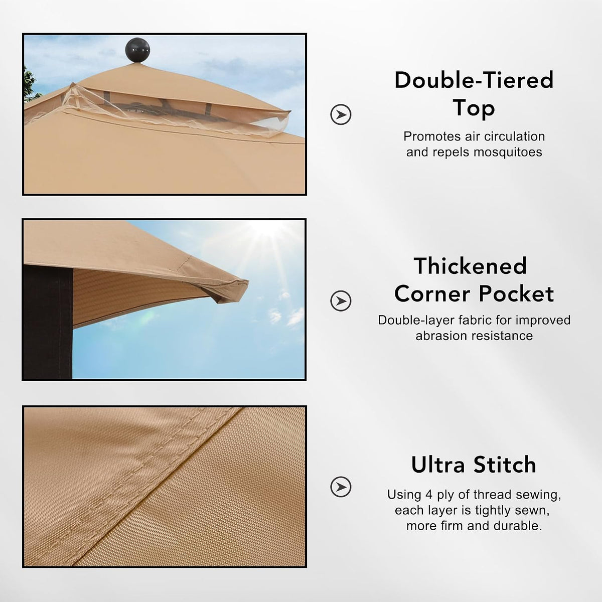 mastercanopy 10x12 ft replacement canopy top for #gf-12s004b-1, side view
