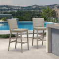 PURPLE LEAF Outdoor Bar Stools Set of 2, Leather Bar Height Chairs, Taupe