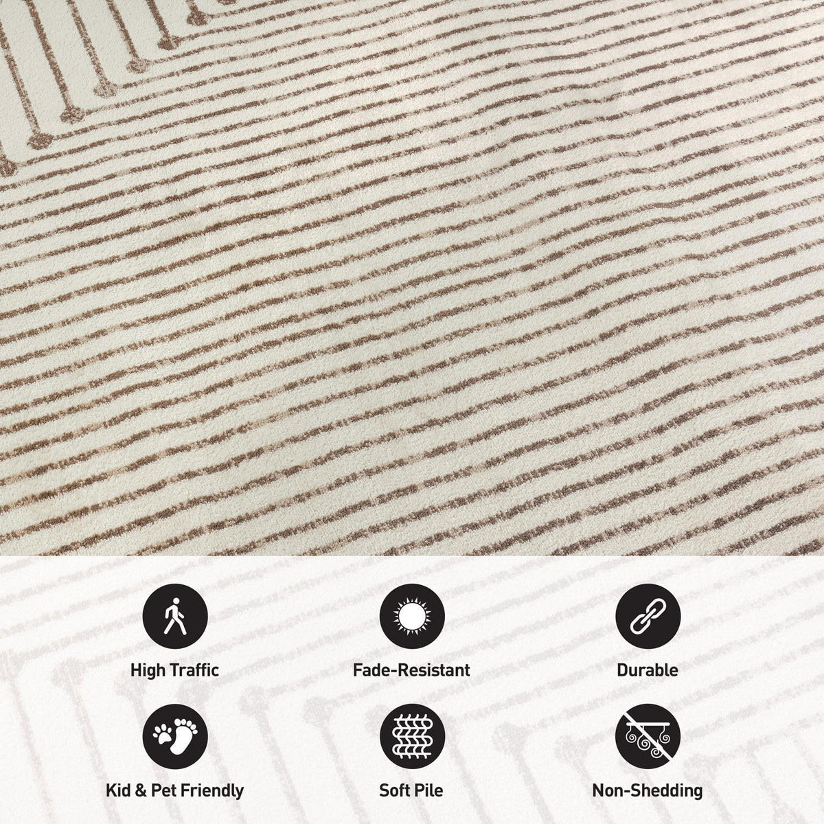 Rugshop Abstract Line Pattern Neutral Decor Area Rug Beige 4' x 6'