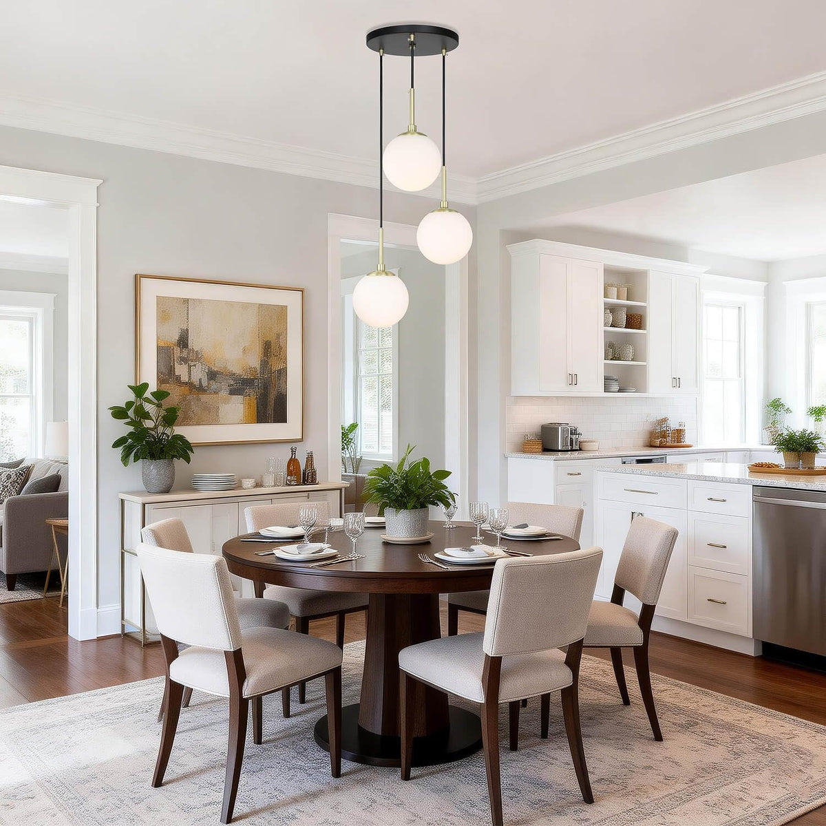 xinbei lighting 3-light cluster globe pendant light for, close-up detail