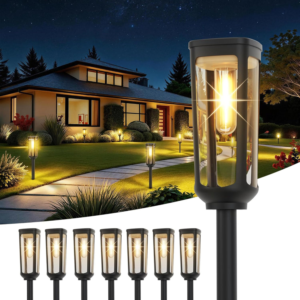 JEJOT Solar Pathway Lights Outdoor Waterproof, 8 Pack Solar Walkway Lights