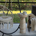 24" Side Table Outdoor, Large Modern Geometric End Table