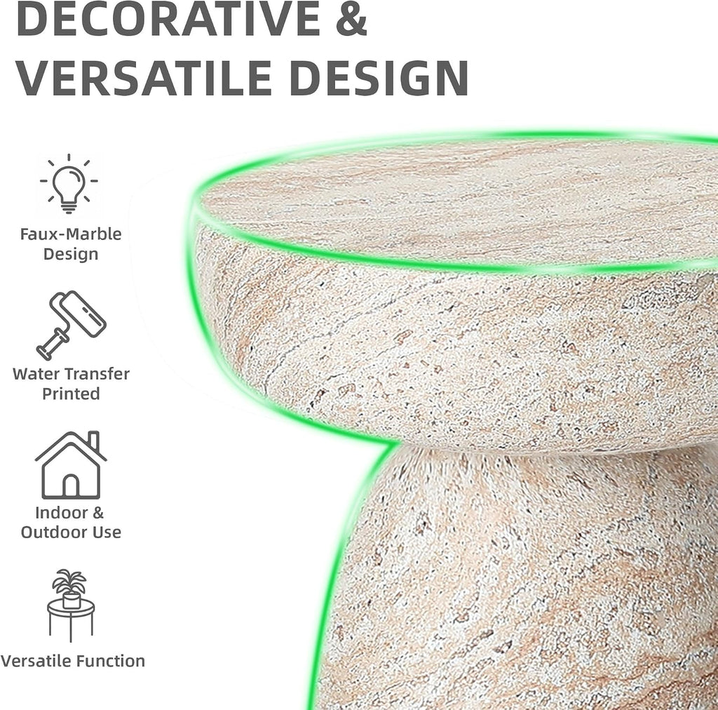 24" Side Table Outdoor, Large Modern Geometric End Table