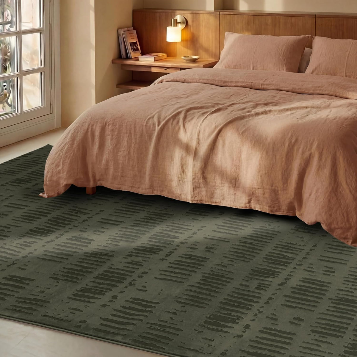 Revival Rugs Shell 7'x9' Area Rugs - Washable, Medium Pile, Green