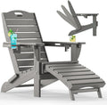 Ciokea HDPE Folding Adirondack Chair with Footrest,Grey,1