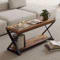 IBF Rustic Entryway Bench with Storage, Rustic Brown Wood and Metal Bench