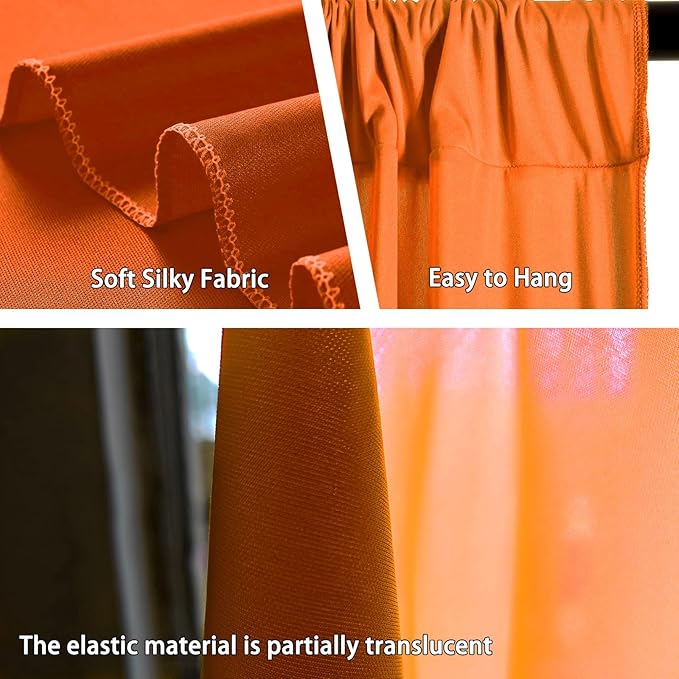 10 x 10 Feet Orange Backdrop Curtain for Partie, Background Curtains for Photoshoot, Birthday, Wedding, Halloween, Thanksgiving, Christmas Day, New Year Party Decorations 5Ft x 10Ft, 2 Panels